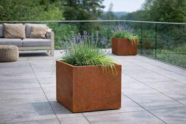 Jardinieră pătrată din oțel Corten 60x60x60