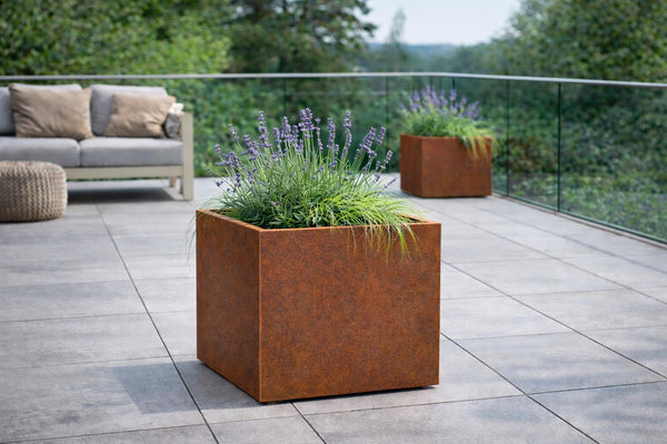 Jardinieră pătrată din oțel Corten 80x80x80